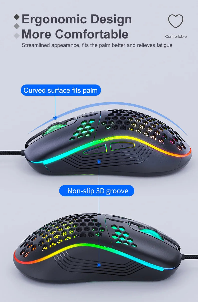 USB Wired Gaming Mouse Mechanical Mice USB Luminous Light Mouse 7200DPI Adjustable Optical Gamer Mice for PC Computer Game