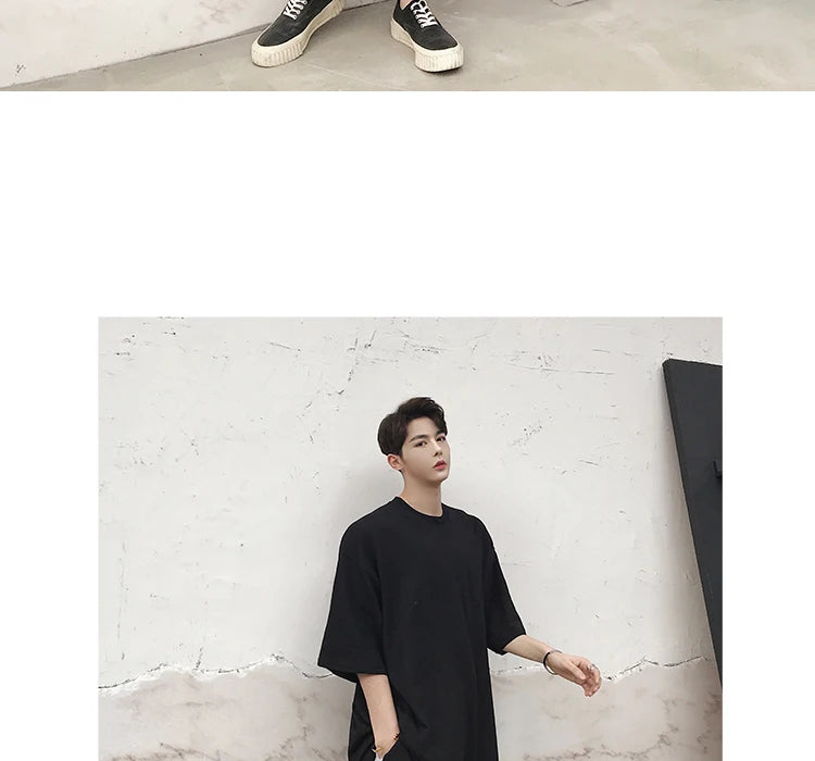 Men summer oversized hip hop long t shirt side split tee shirts mens punk tops streetwear hiphop clothes camisetas stage costume