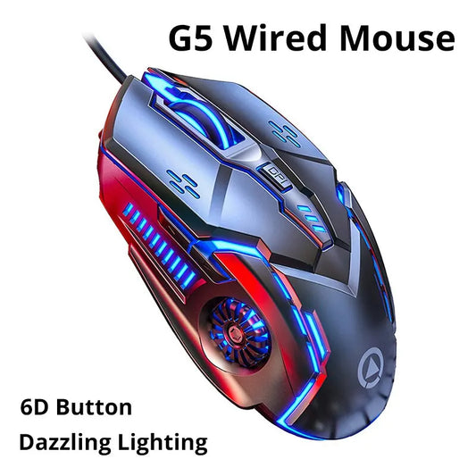 Silver Eagle G5 Mute Wired Mouse Six Keys Luminous Game E-Sports Machinery Computer Accessories Cross-Border Delivery