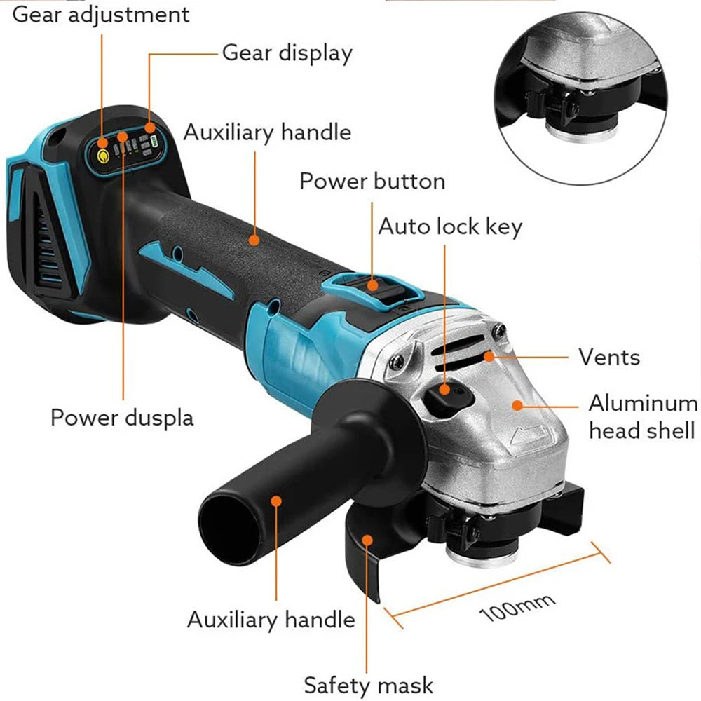 125mm Brushless Electric Angle Grinder 18V Battery Devices Combo Kit Impact Wrench for Makita Battery Power Tool Sets