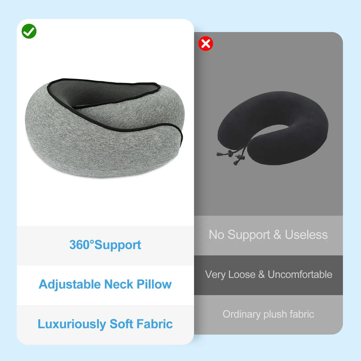 Memory Foam Travel Neck Pillow for airplanes – FBA Fast Shipping