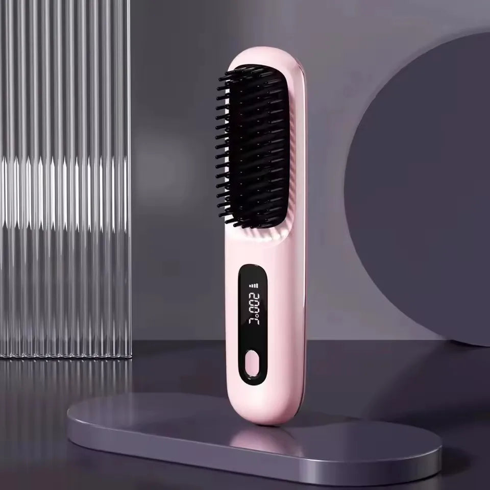 New Electric Usb Ceramic Heating Straight Hair Comb Wireless