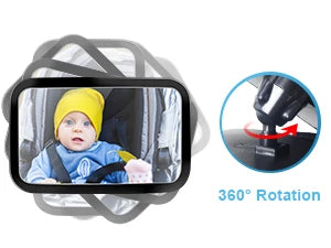 Baby Car Mirror, Safety Car Seat Mirror for Rear Facing Infant with Wide Crystal Clear View, Shatterproof