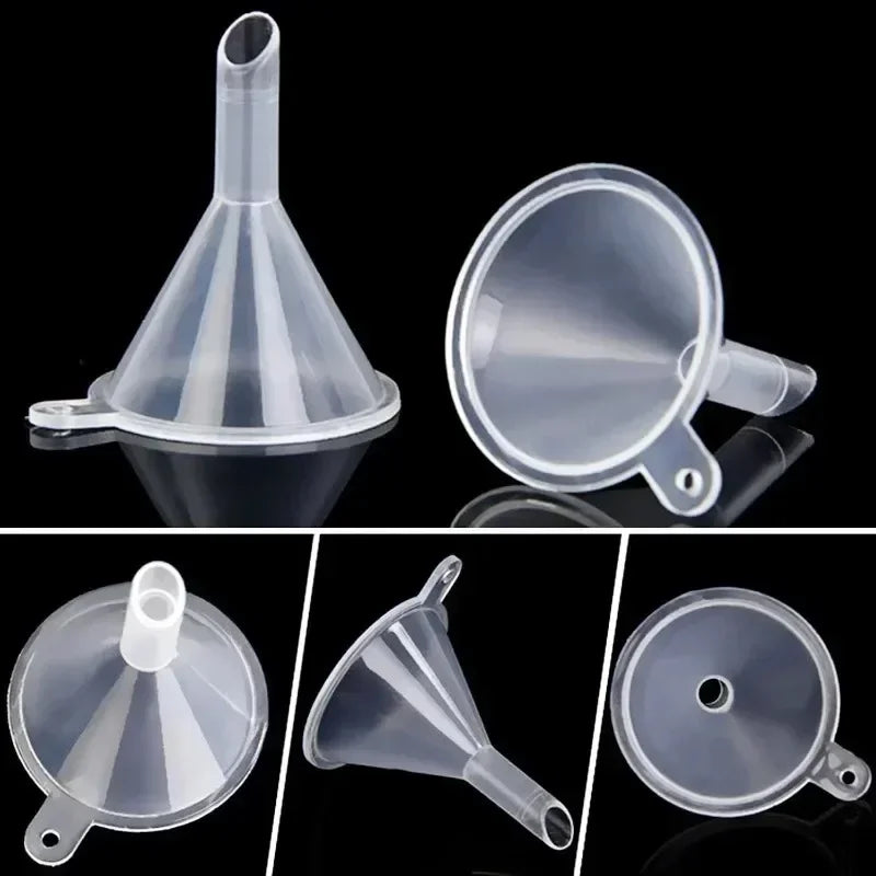 2/50Pcs Mini Plastic Transparent Funnels Small Mouth Liquid Oil Funnels Cosmetic Liquid Dispenser Lab Bottles Filling Tools