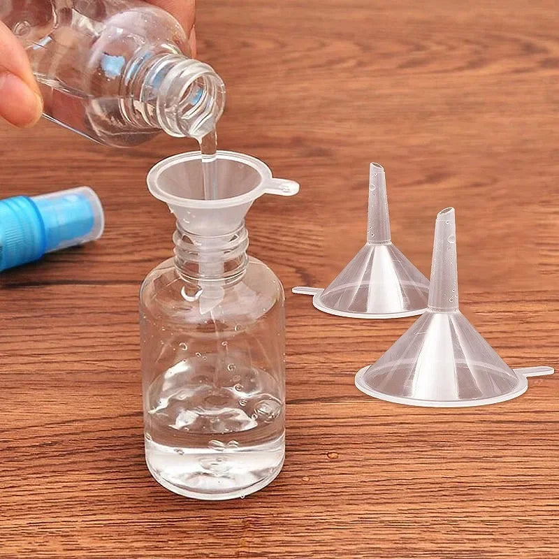 2/50Pcs Mini Plastic Transparent Funnels Small Mouth Liquid Oil Funnels Cosmetic Liquid Dispenser Lab Bottles Filling Tools