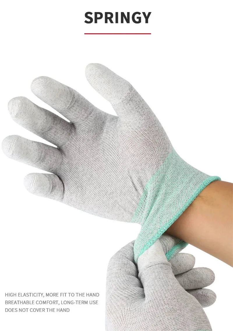 MECHANIC AS02 Anti-static Carbon Fiber Gloves PU Coating Layer Mobile Phone Electronic Parts Repair Protective Gloves