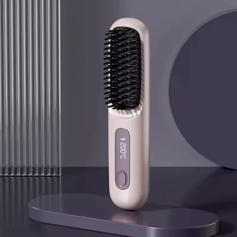 New Electric Usb Ceramic Heating Straight Hair Comb Wireless