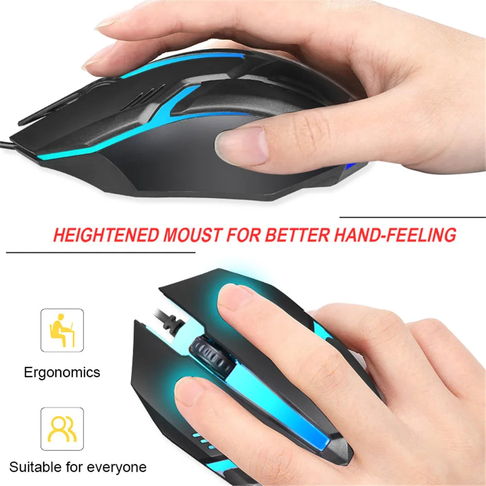 Computer Mouses E Sports LED Luminous Backlit Wired Mouse USB Wired For Desktop Laptop Mute Office Computer Gaming Mouse