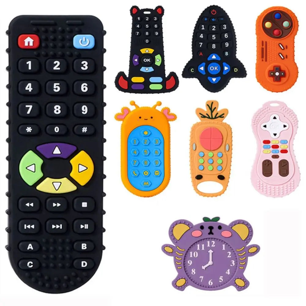 1Pc Baby Silicone Teether Toys Remote Control Shape Teether Rodent Gum Pain Relief Teething Toy Kids Sensory Educational