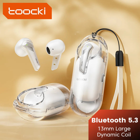 Toocki H69 TWS Wireless Earphones With Lanyard Bluetooth 5.3 Headphones HIFI Stereo Sound Gaming Earbuds fone IPX4 Waterproof