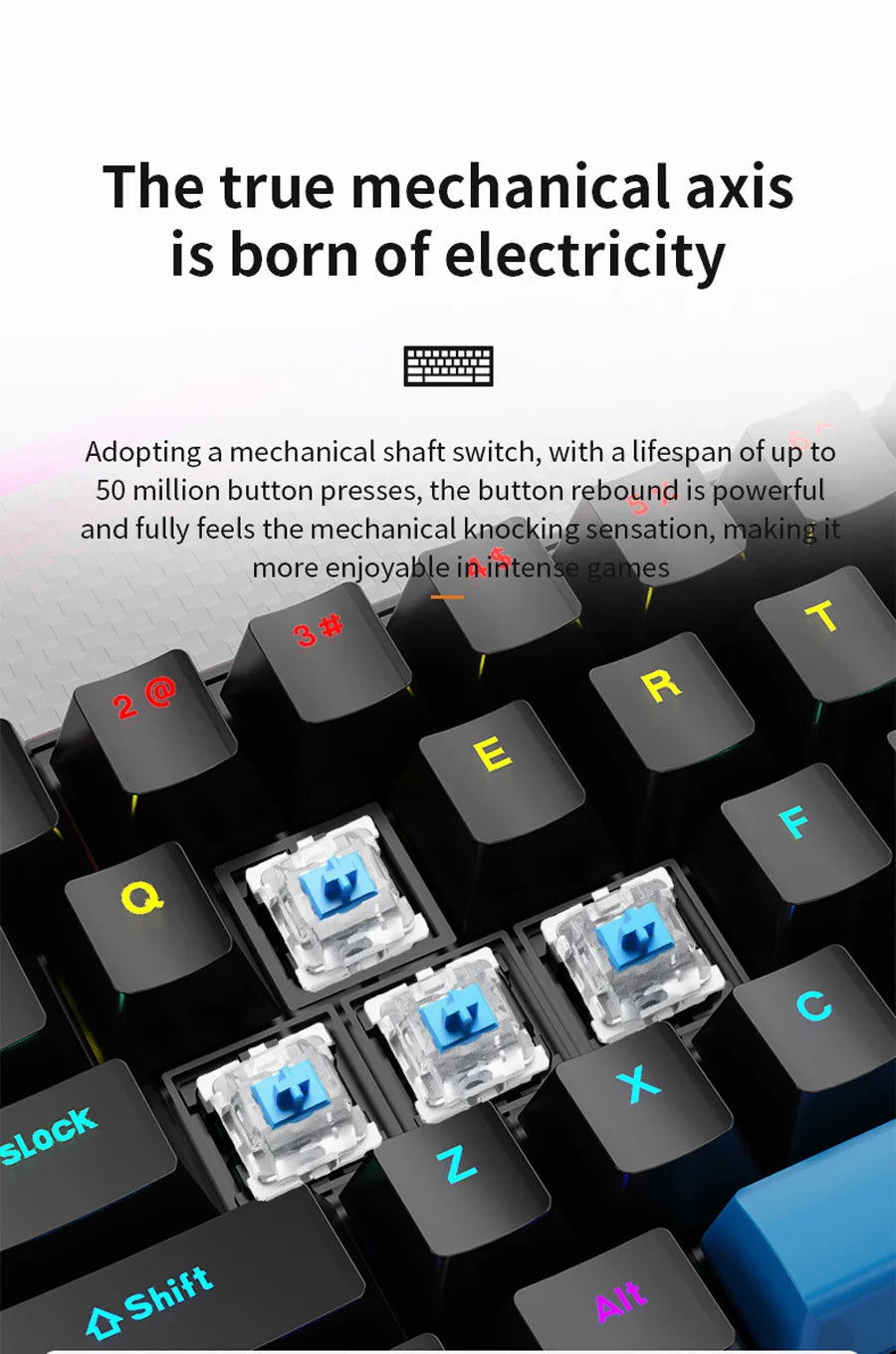 K68 Wired Mechanical Keyboard 10Kinds of Colorful Lighting Gaming and Office For Microsoft Windows and Apple IOS System