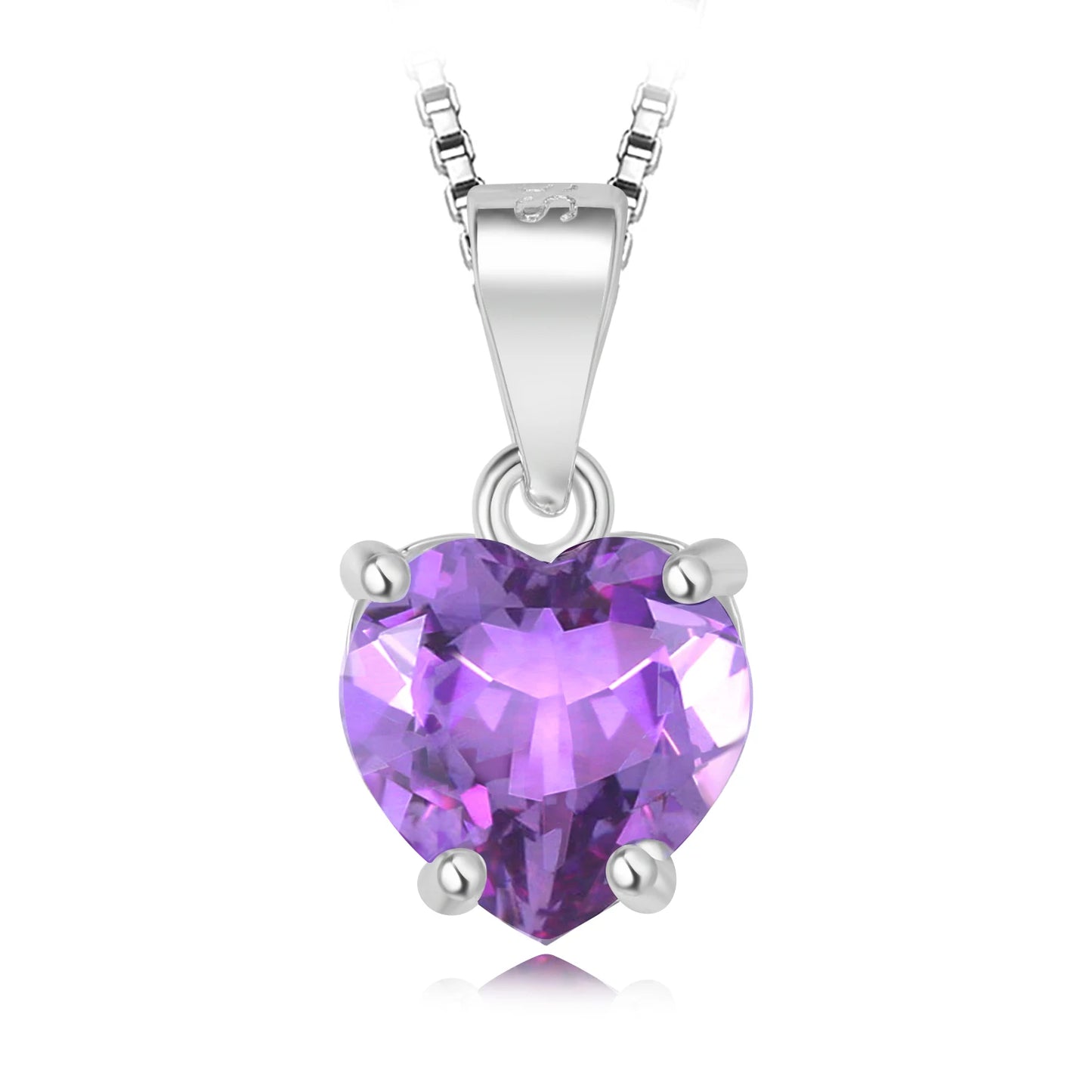 Potiy Natural Heart 1.57ct Citrine Sky Blue Topaz Garnet Amethyst Pendant Necklace No Chain 925 Sterling Silver Women Birthstone