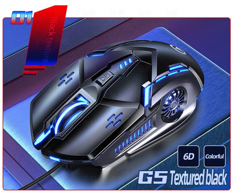 Silver Eagle G5 Mute Wired Mouse Six Keys Luminous Game E-Sports Machinery Computer Accessories Cross-Border Delivery