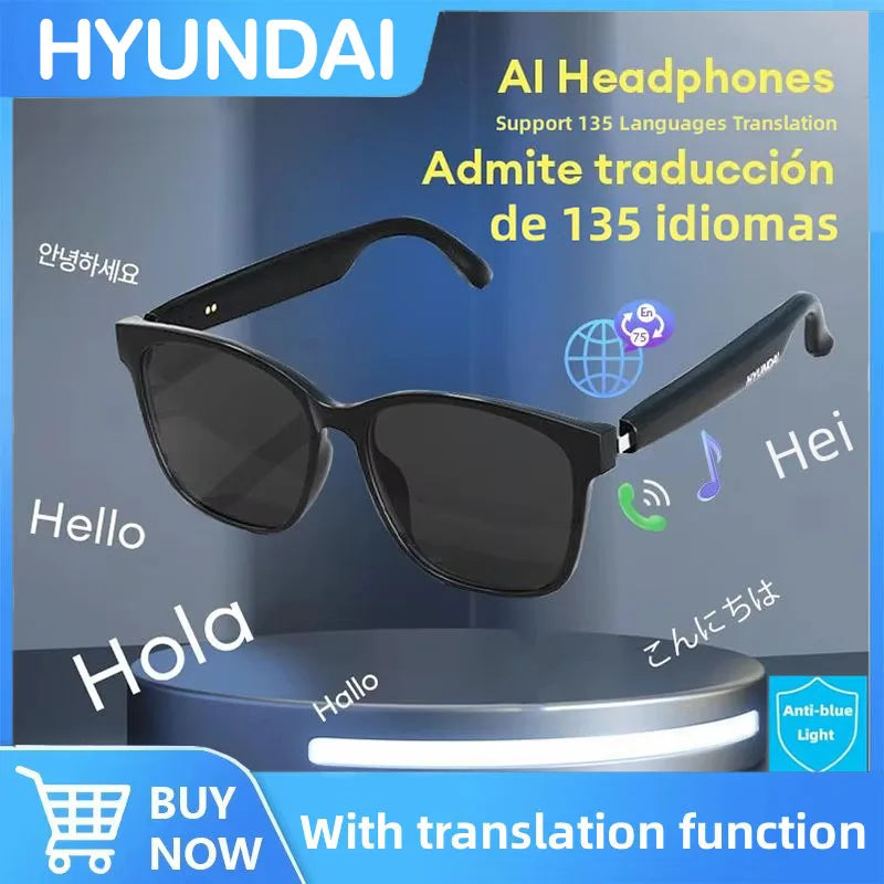 HYUNDAI HY-C8 AI Smart Glasses Intelligent Translation Wireless Bluetooth Glasses Real-time Simultaneous Interpretation Headset