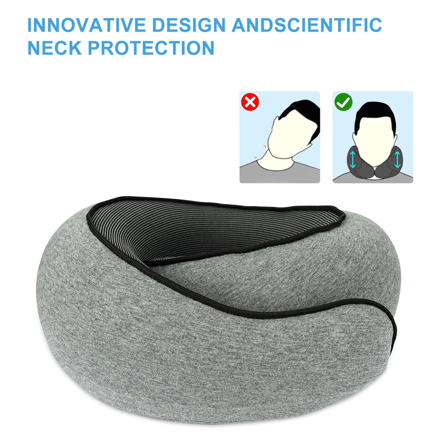 Memory Foam Travel Neck Pillow for airplanes – FBA Fast Shipping