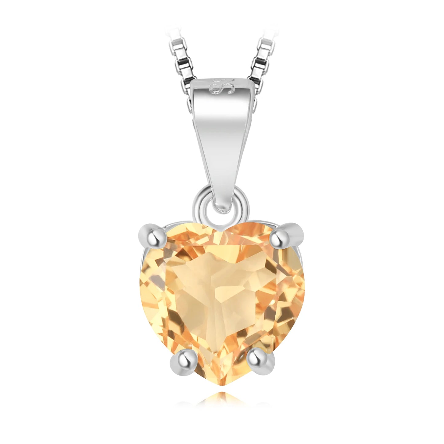 Potiy Natural Heart 1.57ct Citrine Sky Blue Topaz Garnet Amethyst Pendant Necklace No Chain 925 Sterling Silver Women Birthstone