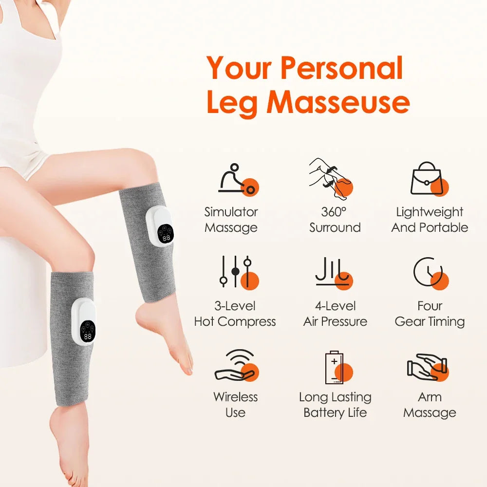 JianYouCare Portable 360 Air Pressure Leg Calf Massager Hot Compress Promote Blood Circulation Muscle Relaxation Relieve Fatigue