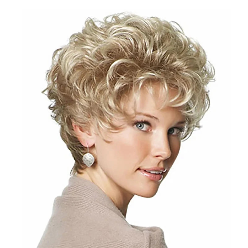 HAIRJOY  Short Curly Wigs  for Women  Heat Resistant Fiber Synthetic Hair