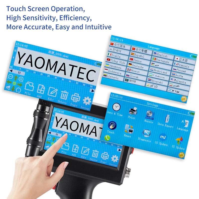 YAOMATEC 12.7mm image picture QR code serial number portable mask online printer hand jet handheld thermal inkjet TIJ printer