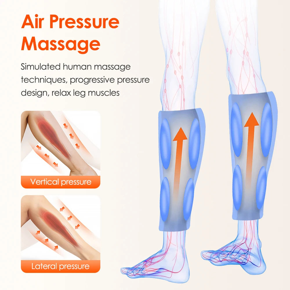 JianYouCare Portable 360 Air Pressure Leg Calf Massager Hot Compress Promote Blood Circulation Muscle Relaxation Relieve Fatigue