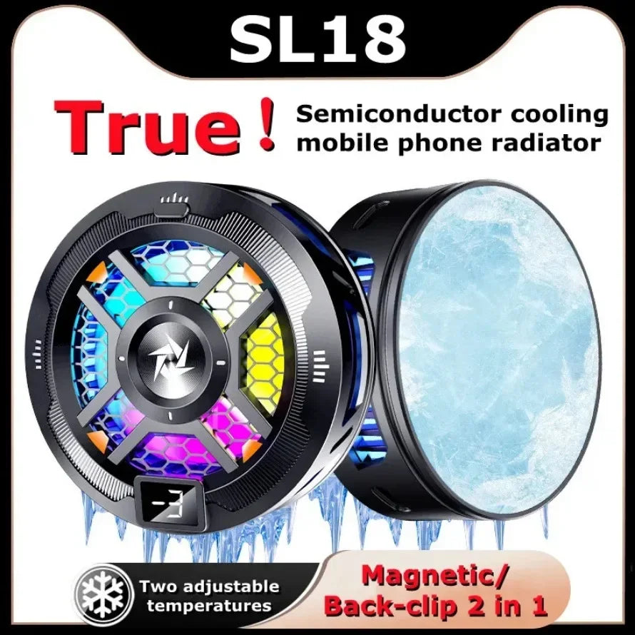 Mobile Phone Magnetic SL18 Back-Clip 2 in 1 Semiconductor Refrigeration Cooling Fan Radiator for IOS Android PUBG Game Cooler