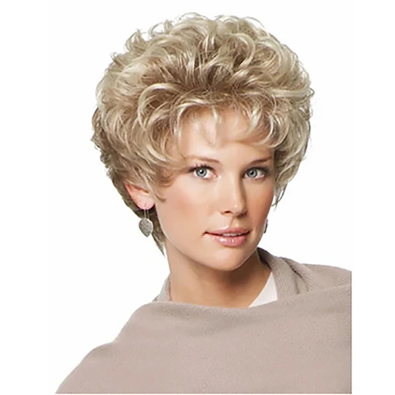 HAIRJOY  Short Curly Wigs  for Women  Heat Resistant Fiber Synthetic Hair