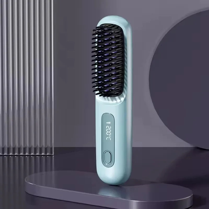 New Electric Usb Ceramic Heating Straight Hair Comb Wireless