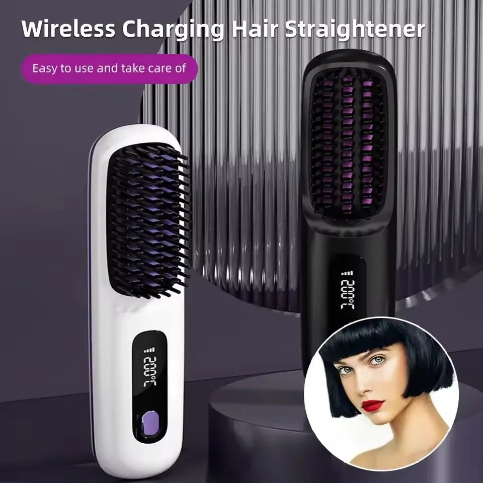 New Electric Usb Ceramic Heating Straight Hair Comb Wireless