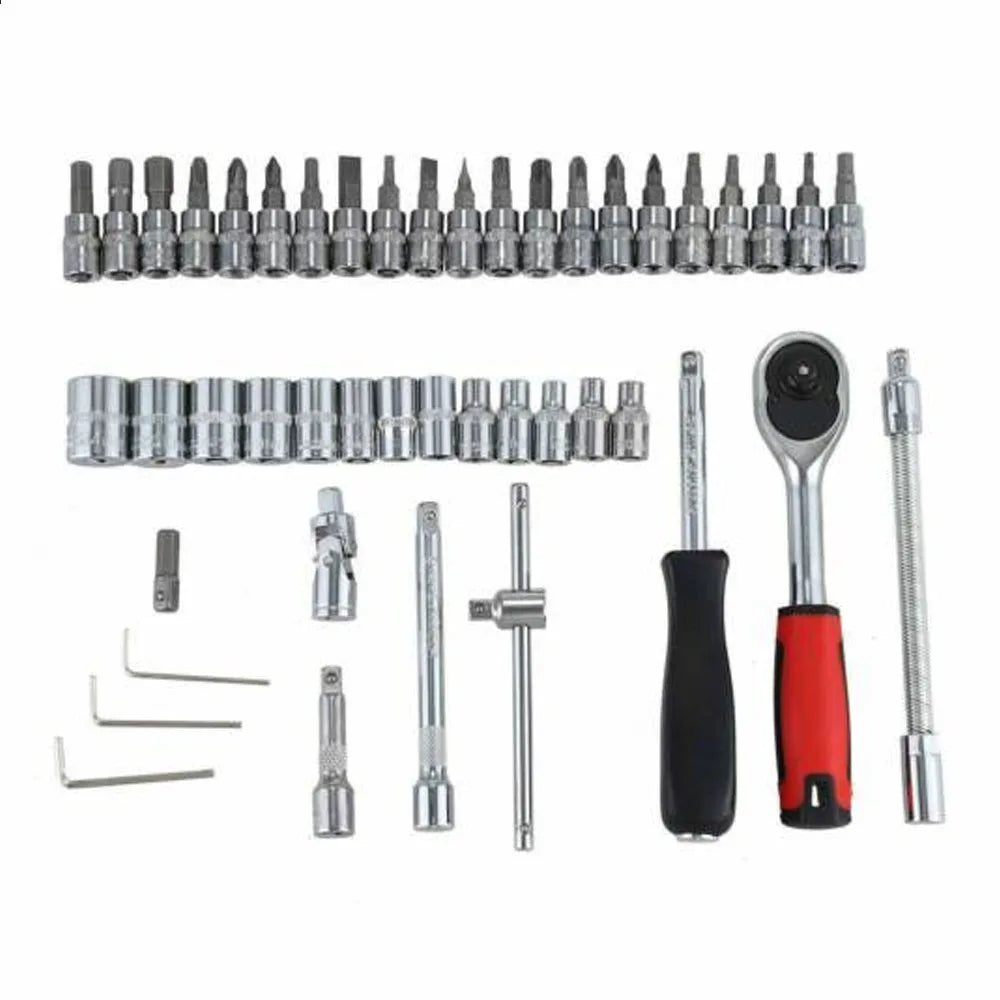 46PCS Ratchet Wrench Set Kit 1/4' Metric Drive Ratchet Phillips Torx Bits Allen Key Screwdriver Professional Metalworking Tool