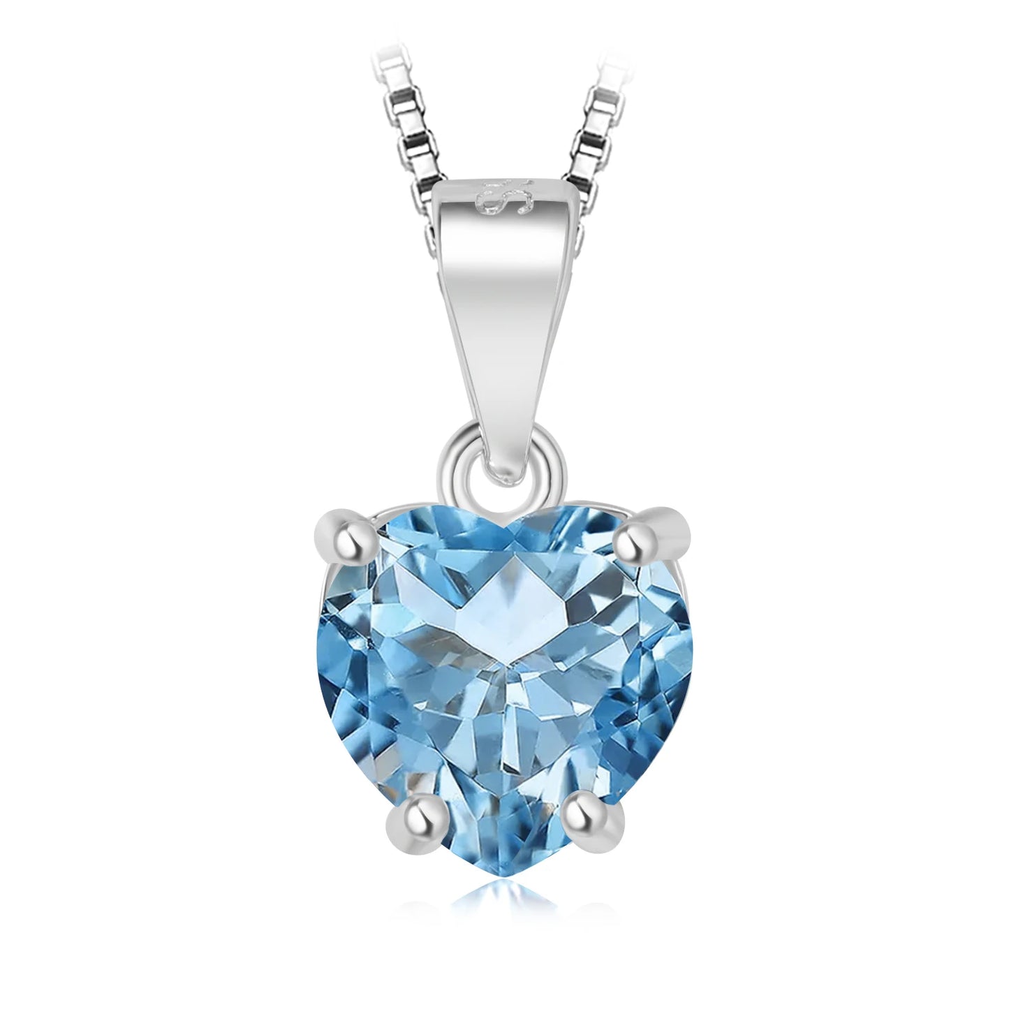 Potiy Natural Heart 1.57ct Citrine Sky Blue Topaz Garnet Amethyst Pendant Necklace No Chain 925 Sterling Silver Women Birthstone