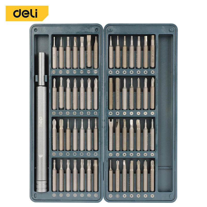 Deli 57pcs Precision Screwdriver Set,High-Quality Magnetic Bits with Ergonomic Handle, Ideal for Electronics, Repairs,DIY