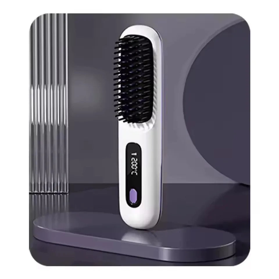 New Electric Usb Ceramic Heating Straight Hair Comb Wireless