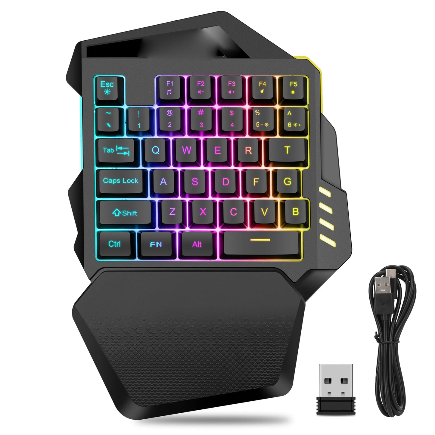 One Handed Gaming Keyboard One Handed Gaming Keyboard 2.4G Wireless RGB Lighting ABS 35 Keys Gaming Keyboard for Computer