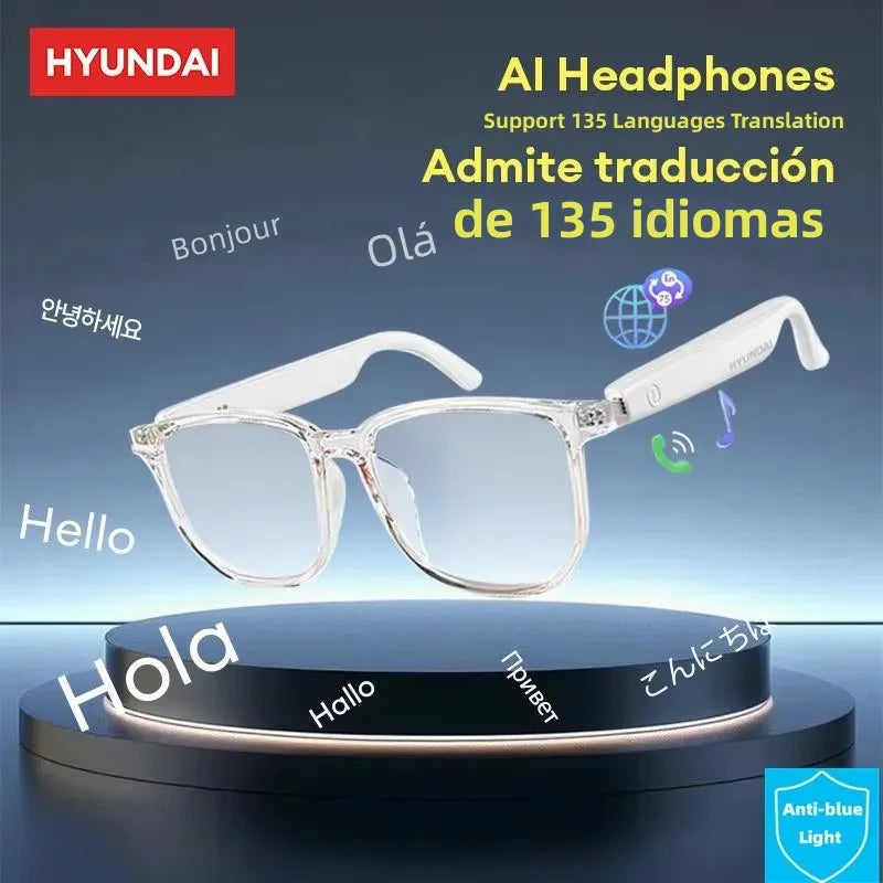 HYUNDAI HY-C8 AI Smart Glasses Intelligent Translation Wireless Bluetooth Glasses Real-time Simultaneous Interpretation Headset