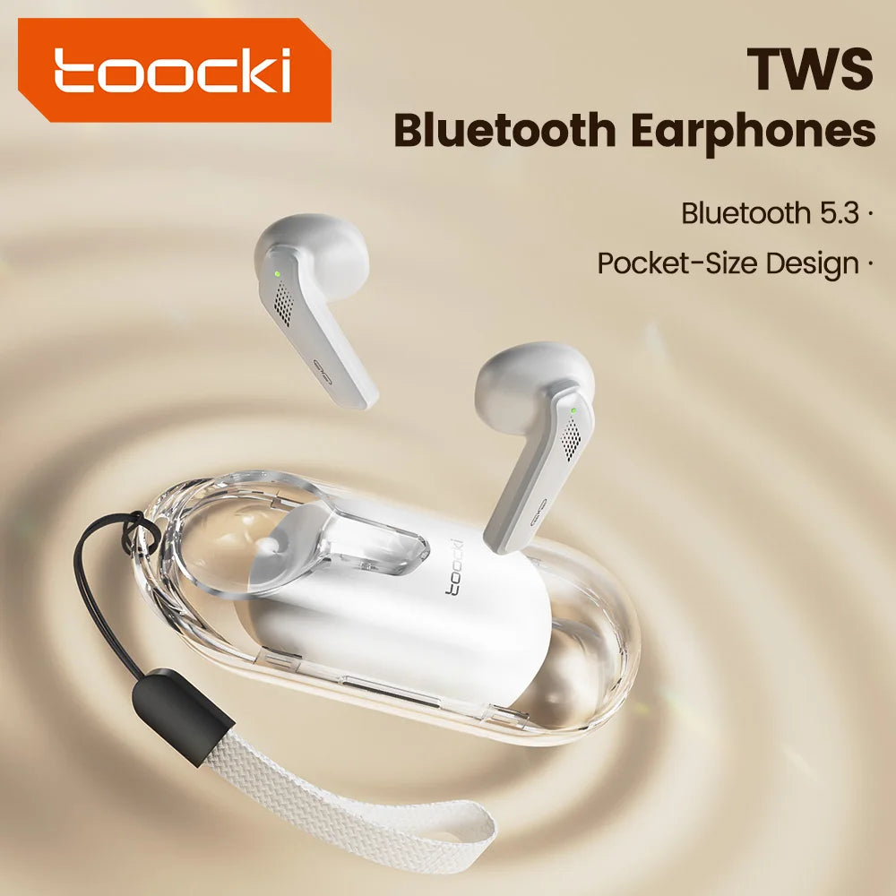 Toocki H69 TWS Wireless Earphones With Lanyard Bluetooth 5.3 Headphones HIFI Stereo Sound Gaming Earbuds fone IPX4 Waterproof